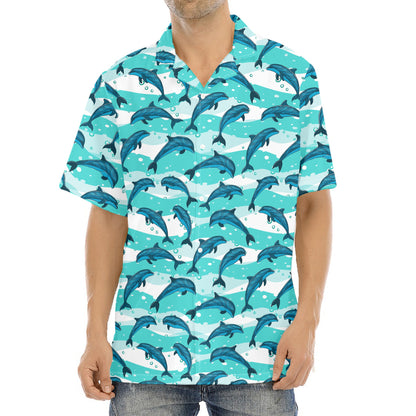 Dolphins In The Ocean Pattern Print Aloha Shirt