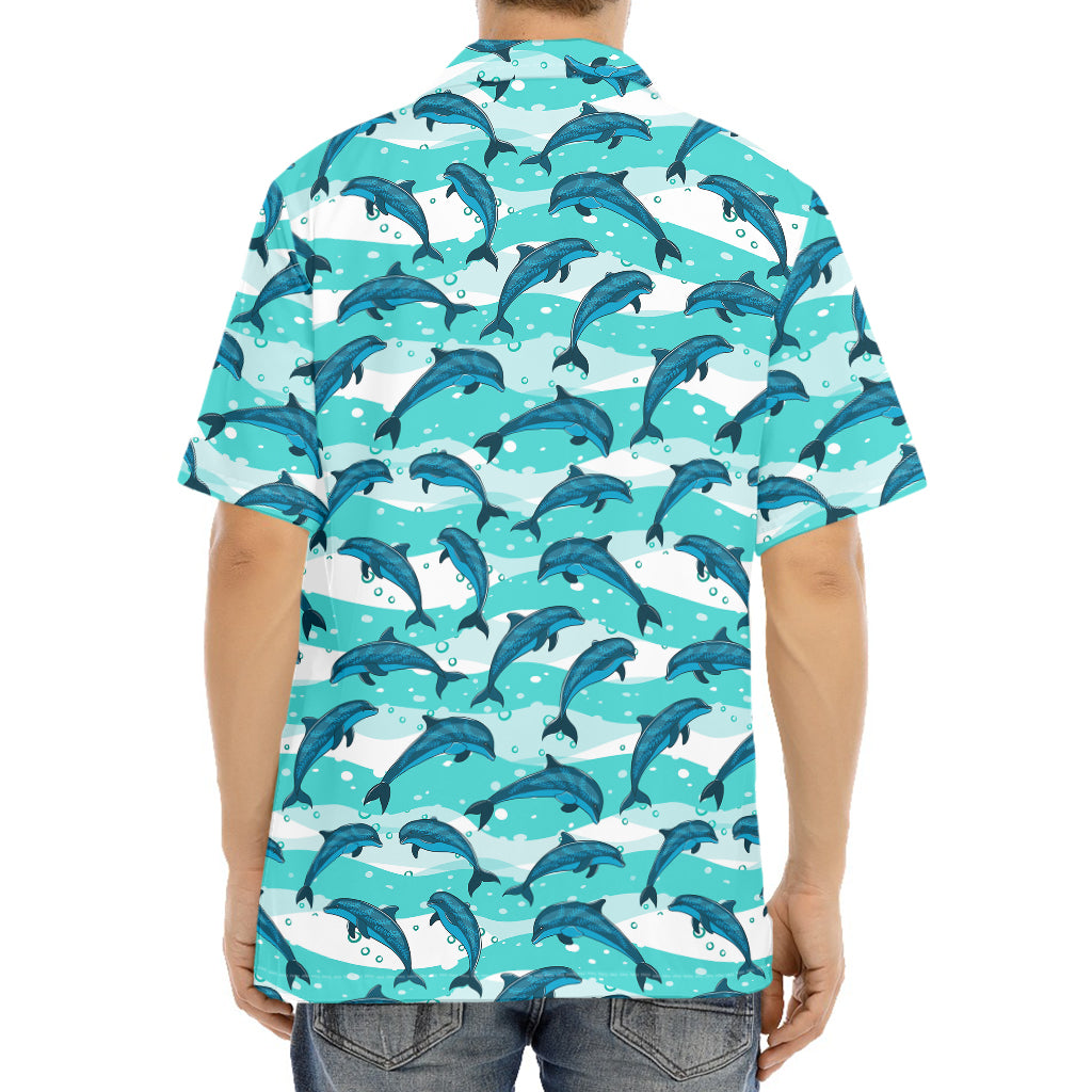 Dolphins In The Ocean Pattern Print Aloha Shirt