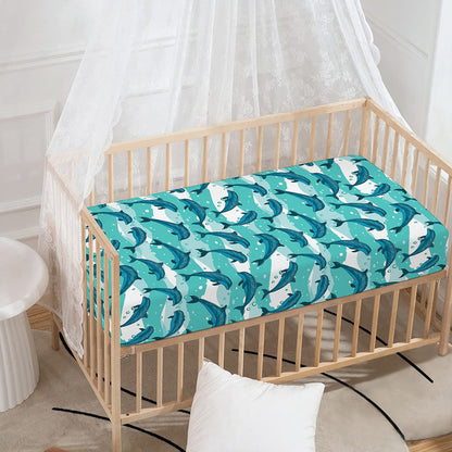 Dolphins In The Ocean Pattern Print Baby Crib Sheet