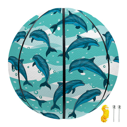 Dolphins In The Ocean Pattern Print Basketball