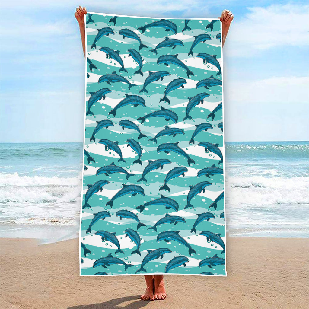 Dolphins In The Ocean Pattern Print Beach Towel