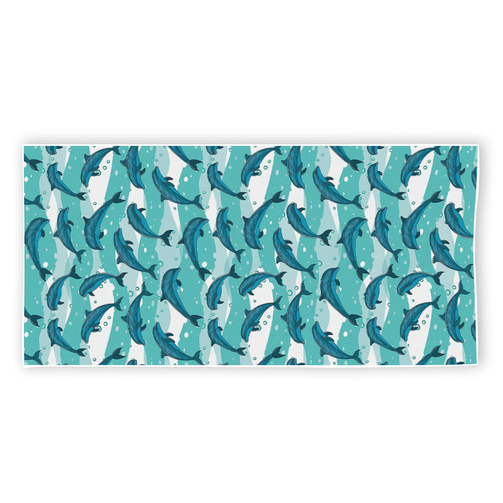 Dolphins In The Ocean Pattern Print Beach Towel