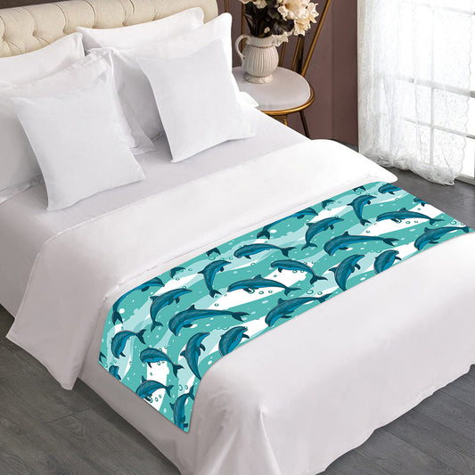Dolphins In The Ocean Pattern Print Bed Runner