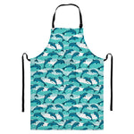 Dolphins In The Ocean Pattern Print Bib Apron With Pocket