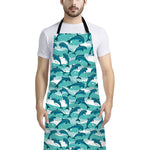 Dolphins In The Ocean Pattern Print Bib Apron With Pocket