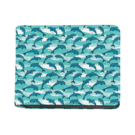 Dolphins In The Ocean Pattern Print Bifold Wallet