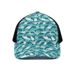 Dolphins In The Ocean Pattern Print Black Mesh Trucker Cap
