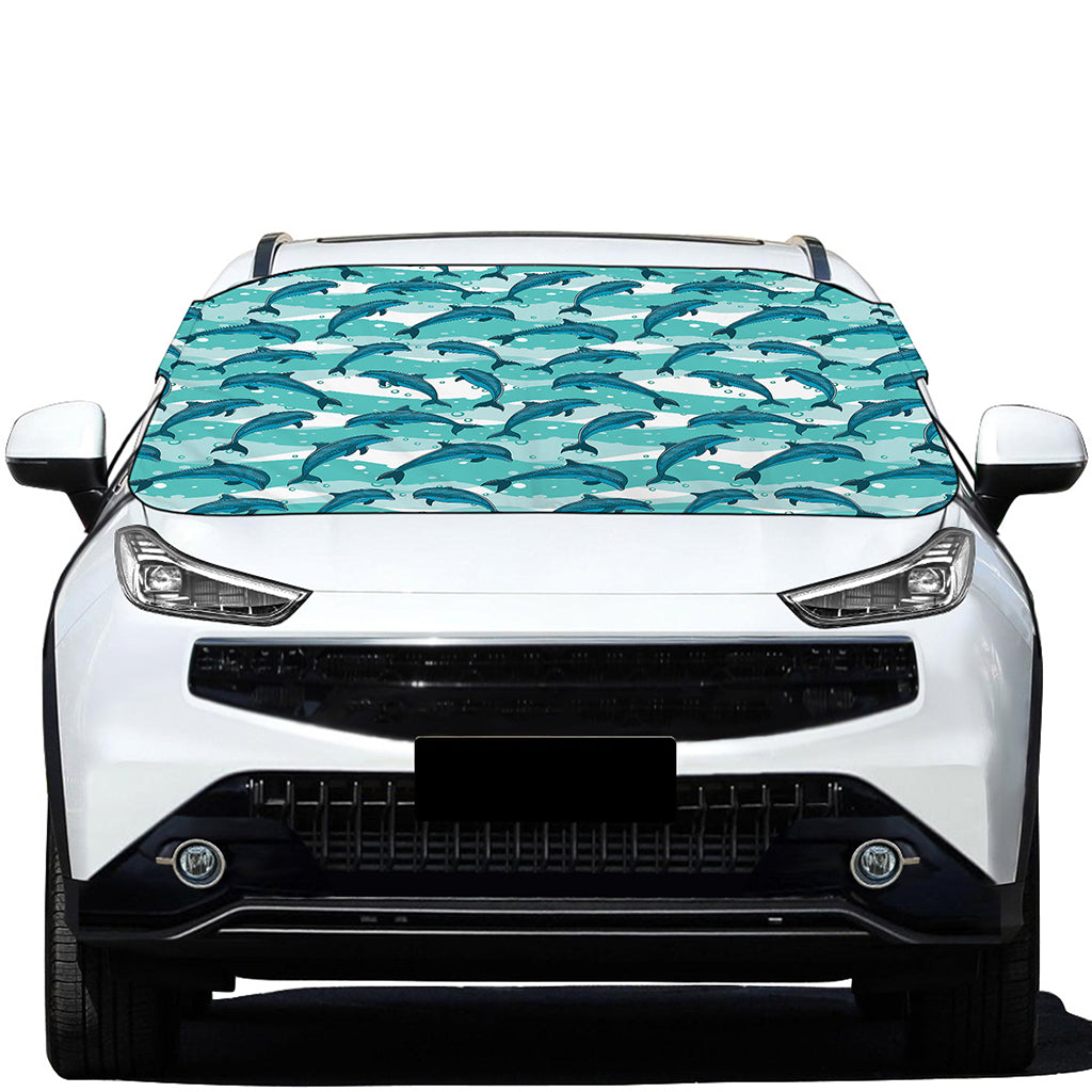 Dolphins In The Ocean Pattern Print Car Windshield Snow Cover