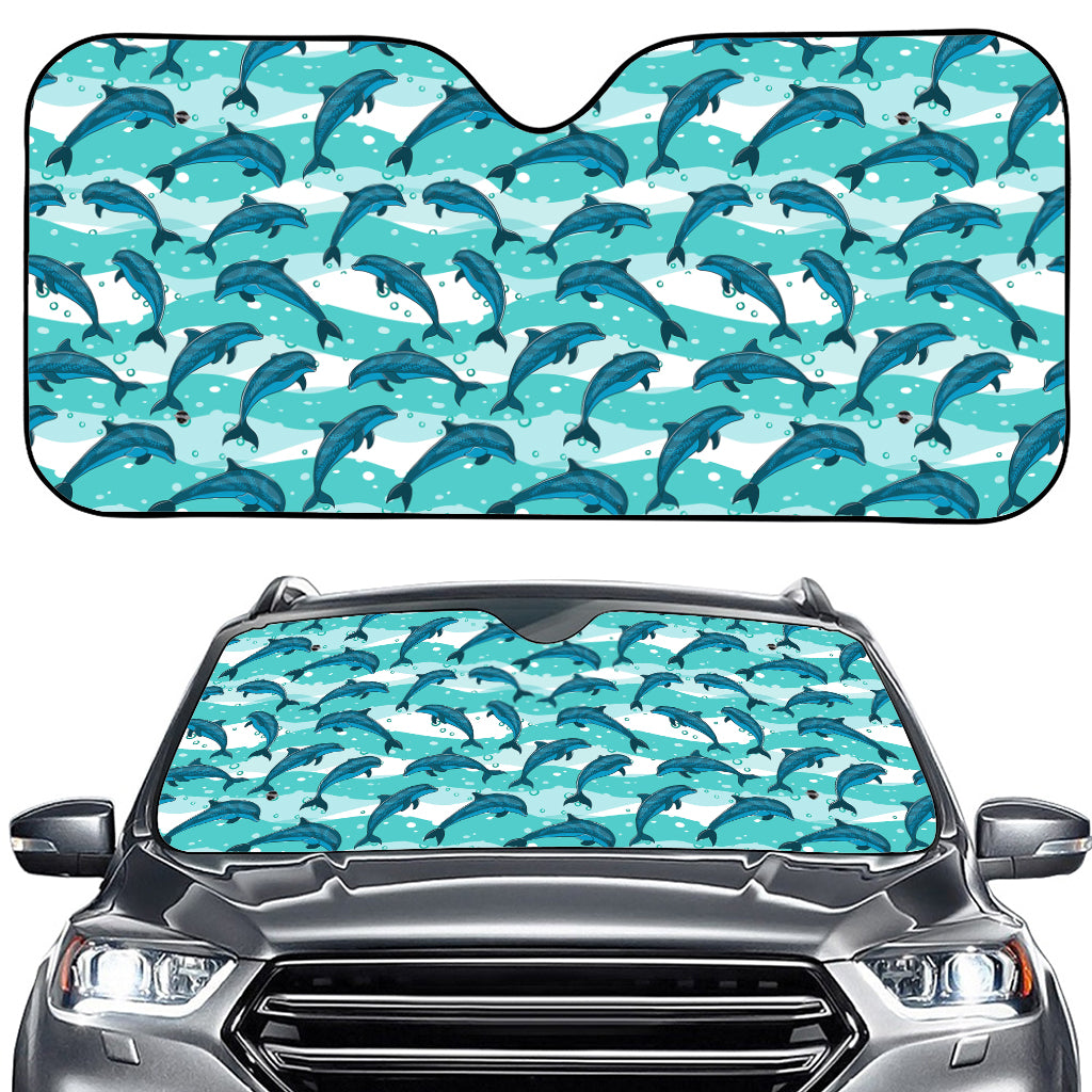 Dolphins In The Ocean Pattern Print Car Windshield Sun Shade