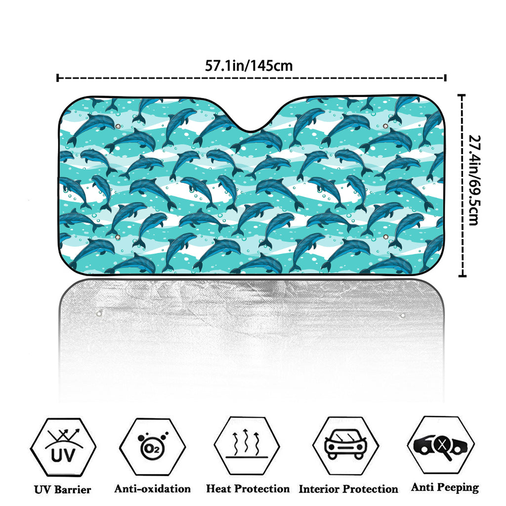 Dolphins In The Ocean Pattern Print Car Windshield Sun Shade