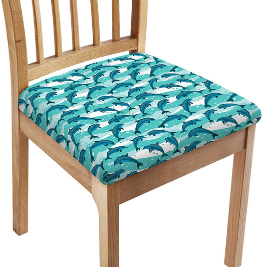 Dolphins In The Ocean Pattern Print Chair Cushion Cover