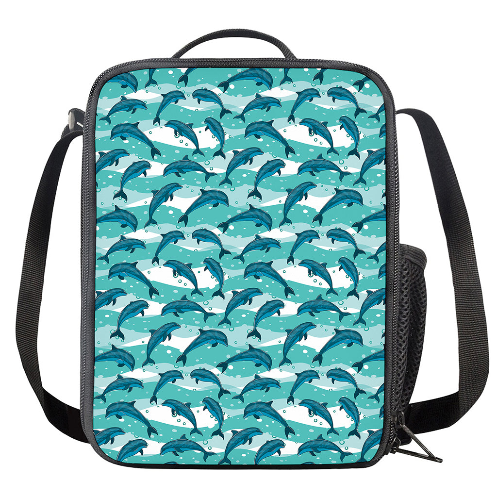 Dolphins In The Ocean Pattern Print Crossbody Lunch Bag