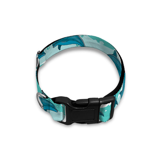 Dolphins In The Ocean Pattern Print Dog Collar