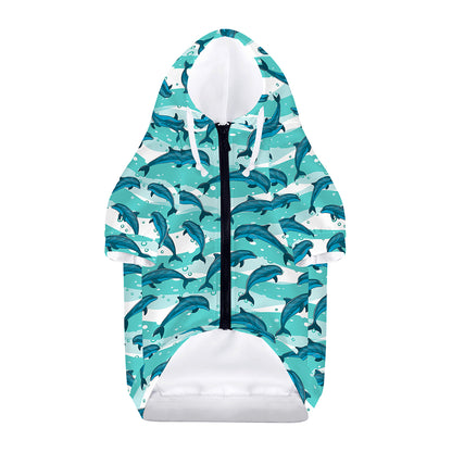 Dolphins In The Ocean Pattern Print Dog Zip Up Hoodie