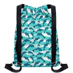Dolphins In The Ocean Pattern Print Drawstring Backpack