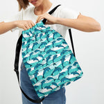 Dolphins In The Ocean Pattern Print Drawstring Backpack