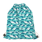 Dolphins In The Ocean Pattern Print Drawstring Bag