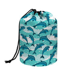 Dolphins In The Ocean Pattern Print Drawstring Makeup Bag
