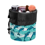 Dolphins In The Ocean Pattern Print Drawstring Makeup Bag