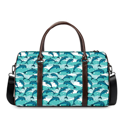 Dolphins In The Ocean Pattern Print Duffle Bag