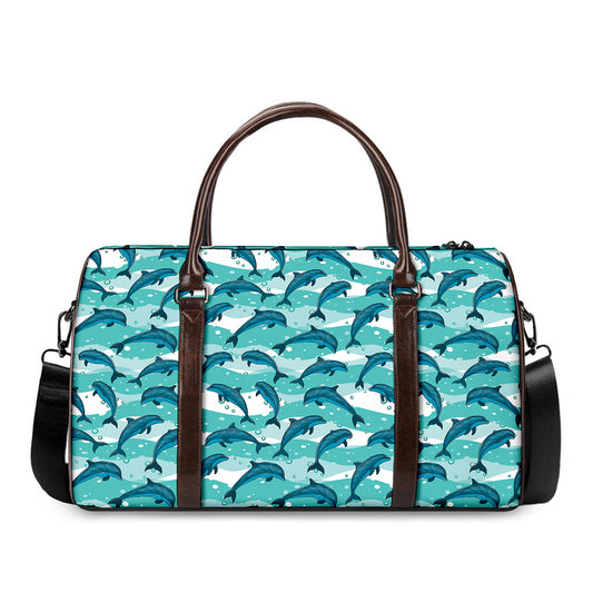Dolphins In The Ocean Pattern Print Duffle Bag
