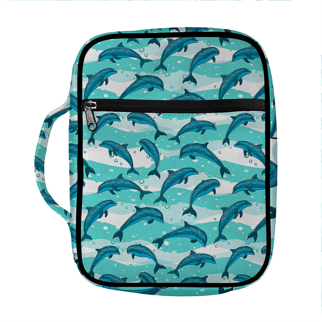 Dolphins In The Ocean Pattern Print Front Pocket Bible Bag