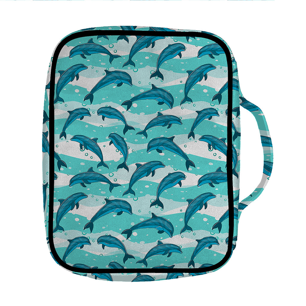 Dolphins In The Ocean Pattern Print Front Pocket Bible Bag