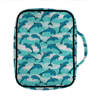 Dolphins In The Ocean Pattern Print Front Pocket Bible Bag
