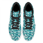 Dolphins In The Ocean Pattern Print High Top Leather Sneakers