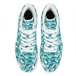 Dolphins In The Ocean Pattern Print High Top Leather Sneakers