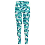 Dolphins In The Ocean Pattern Print High-Waisted Pocket Leggings