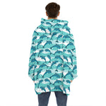 Dolphins In The Ocean Pattern Print Hoodie Blanket