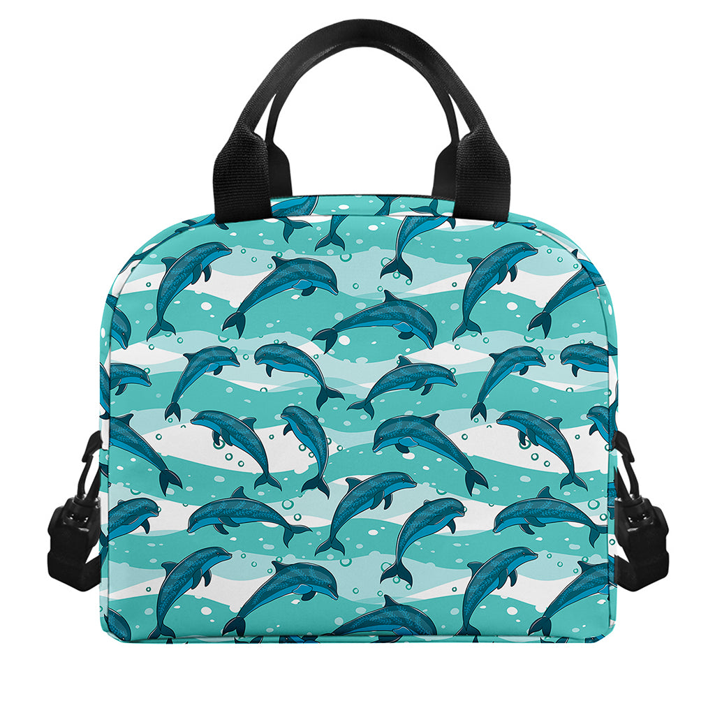 Dolphins In The Ocean Pattern Print Insulated Lunch Bag