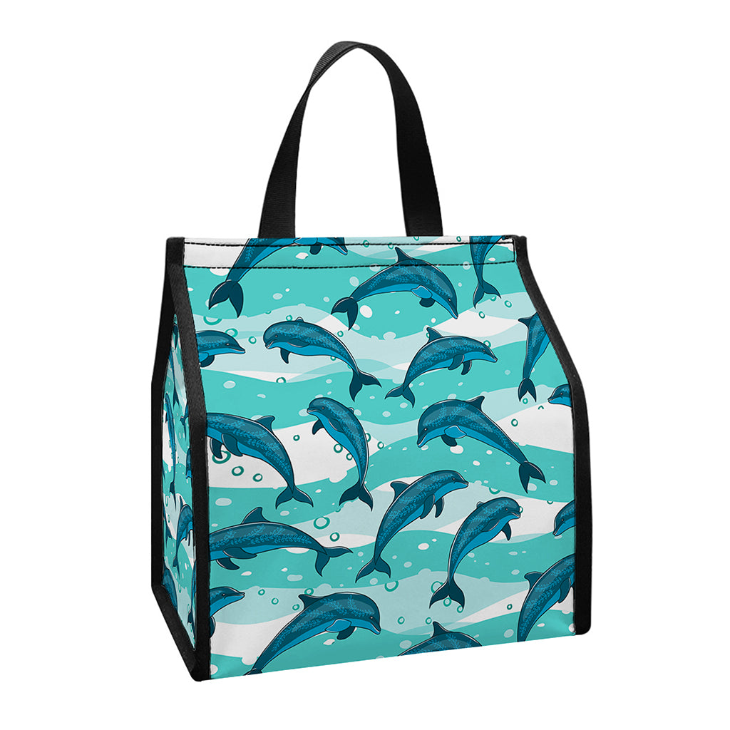 Dolphins In The Ocean Pattern Print Insulated Lunch Tote