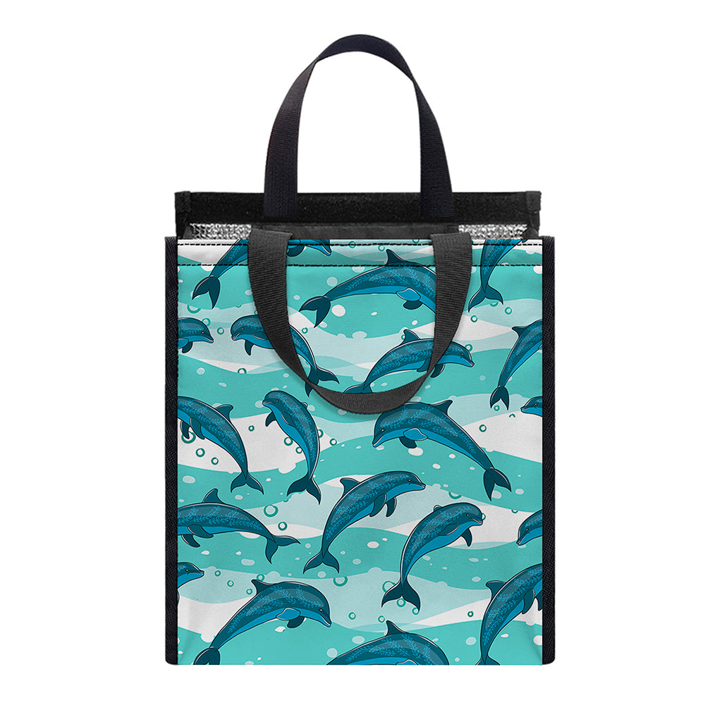 Dolphins In The Ocean Pattern Print Insulated Lunch Tote