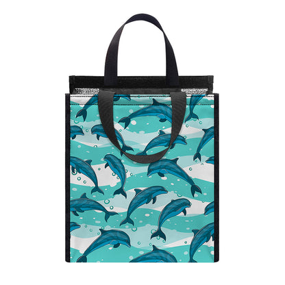 Dolphins In The Ocean Pattern Print Insulated Lunch Tote