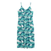 Dolphins In The Ocean Pattern Print Jersey Midi Cami Dress