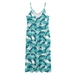 Dolphins In The Ocean Pattern Print Jersey Midi Cami Dress