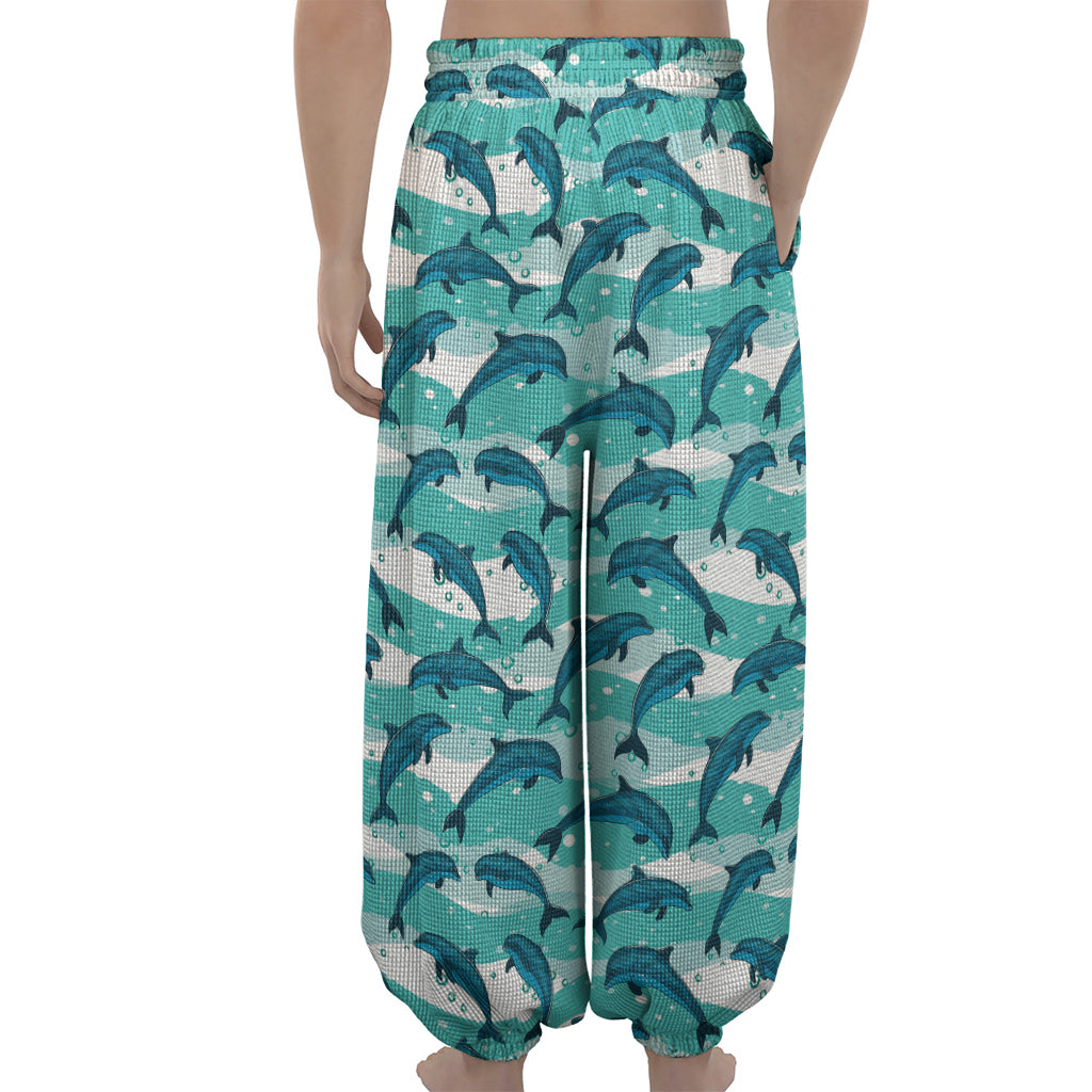 Dolphins In The Ocean Pattern Print Lantern Pants