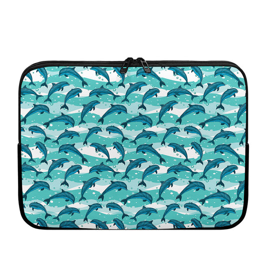 Dolphins In The Ocean Pattern Print Laptop Sleeve