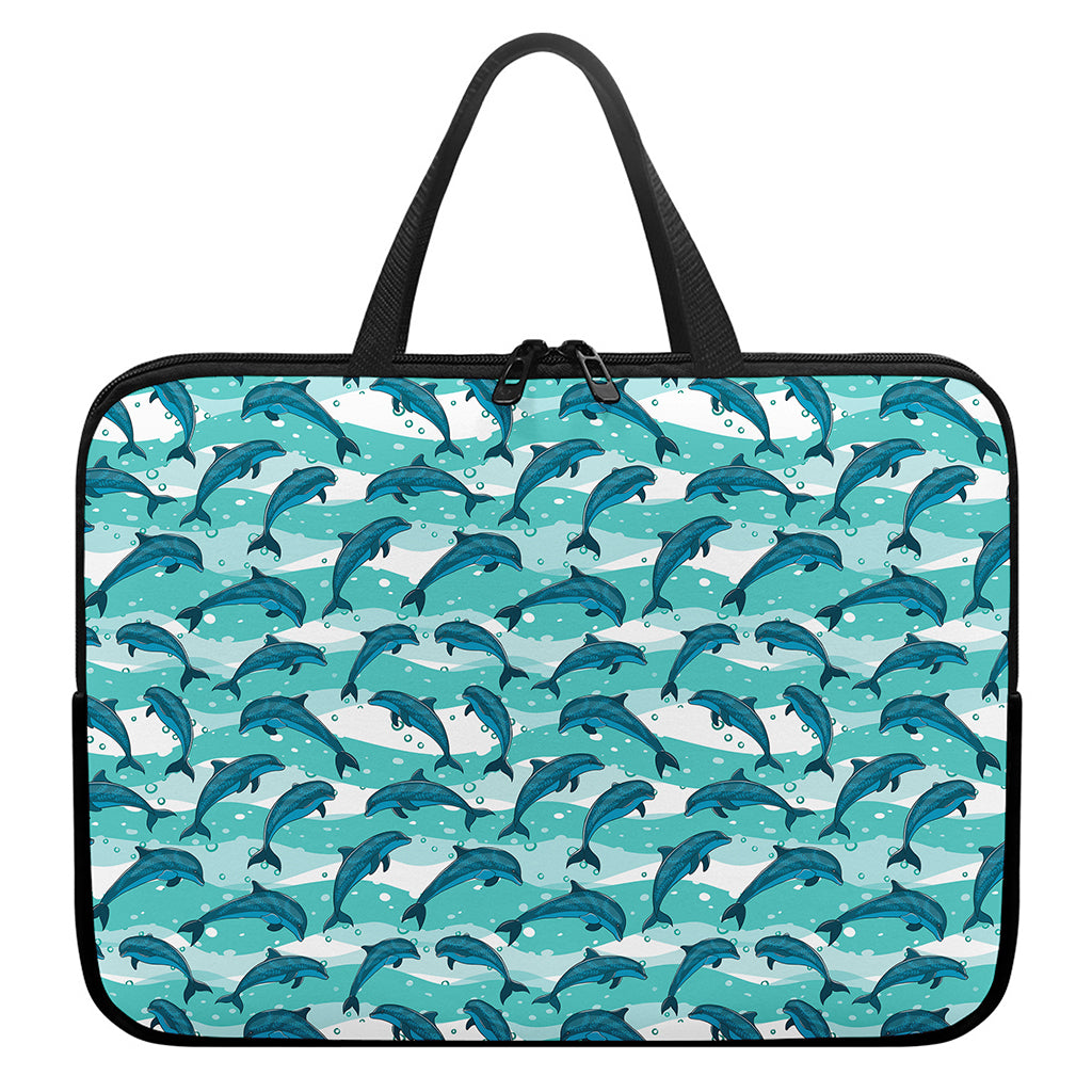Dolphins In The Ocean Pattern Print Laptop Sleeve With Handle