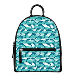 Dolphins In The Ocean Pattern Print Leather Backpack