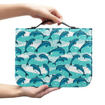 Dolphins In The Ocean Pattern Print Leather Bible Cover