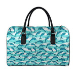Dolphins In The Ocean Pattern Print Leather Duffle Bag