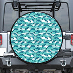 Dolphins In The Ocean Pattern Print Leather Spare Tire Cover