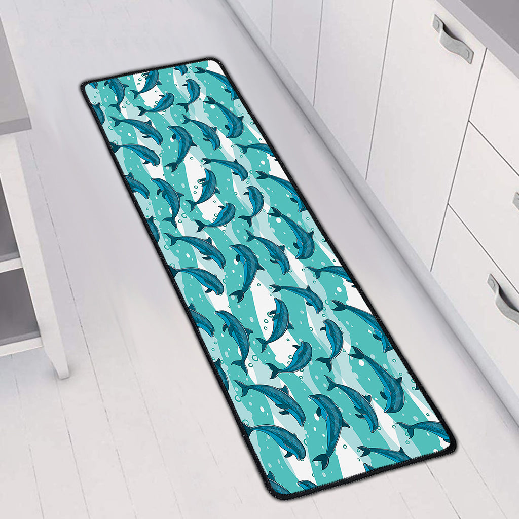 Dolphins In The Ocean Pattern Print Long Kitchen Mat