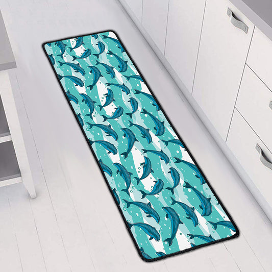 Dolphins In The Ocean Pattern Print Long Kitchen Mat