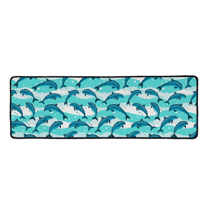 Dolphins In The Ocean Pattern Print Long Kitchen Mat