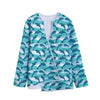 Dolphins In The Ocean Pattern Print Long Sleeve Short Coat