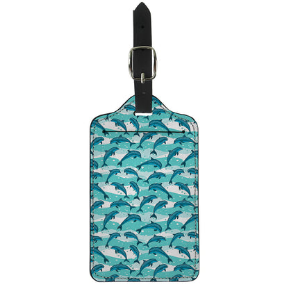 Dolphins In The Ocean Pattern Print Luggage Tag
